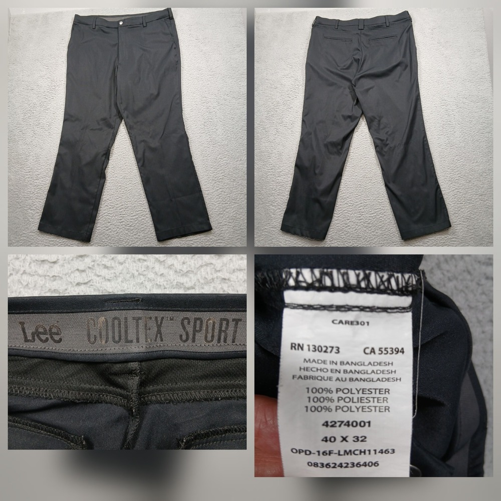 Lee Cooltex‎ Sport Pants Men's 40x32 Black Performance Stretch Golf